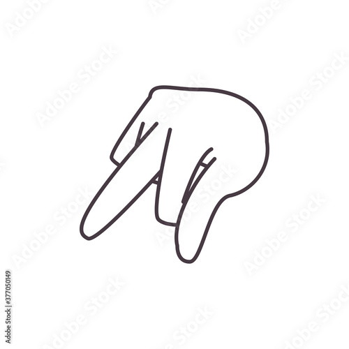 p hand sign language line style icon vector design