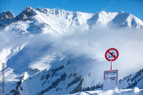 Closed slope in an alpine ski resort