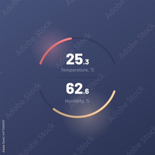 Control knob used for regulating. UI and UX Kit. Control center design. Progress bar. Temperature control. Eps 10.