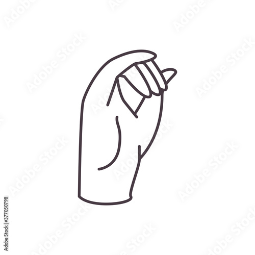 o hand sign language line style icon vector design