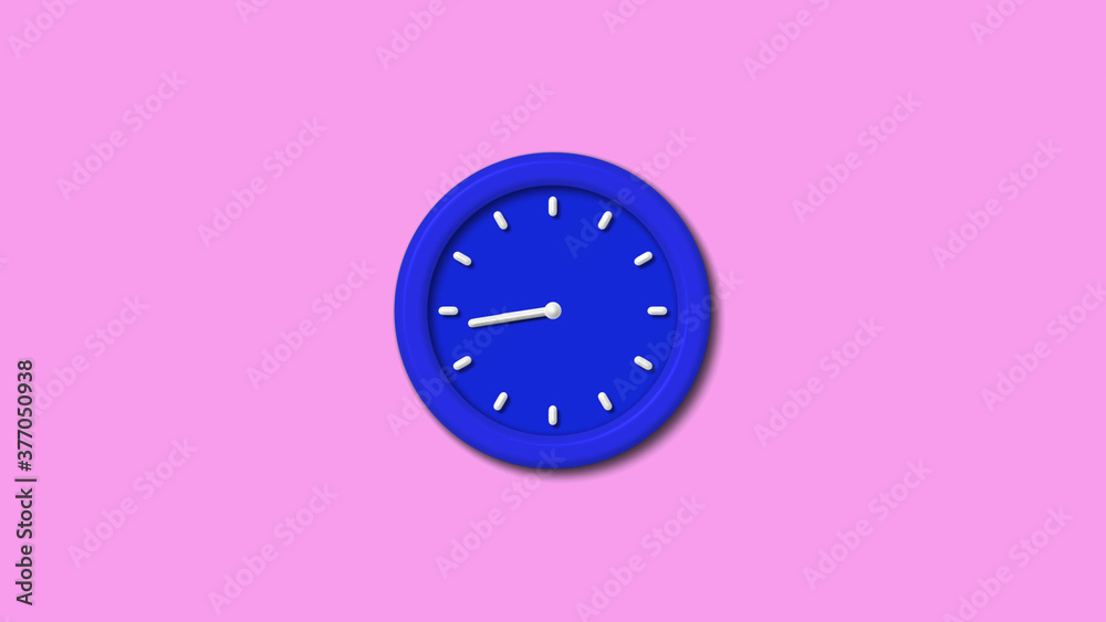 New blue color 3d wall clock on pink light background,3d clock New blue color 3d wall clock on pink light background,3d clock