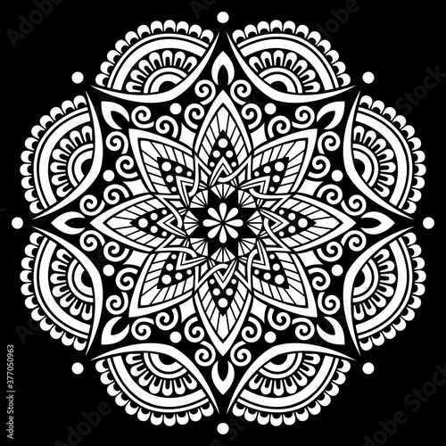 White mandala on black Pattern Stencil Doodles Sketch