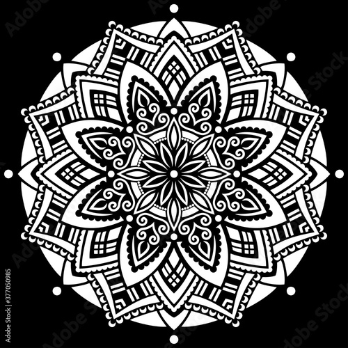 White mandala on black Pattern Stencil Doodles Sketch