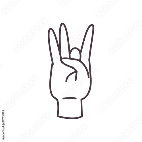 eight hand sign language line style icon vector design
