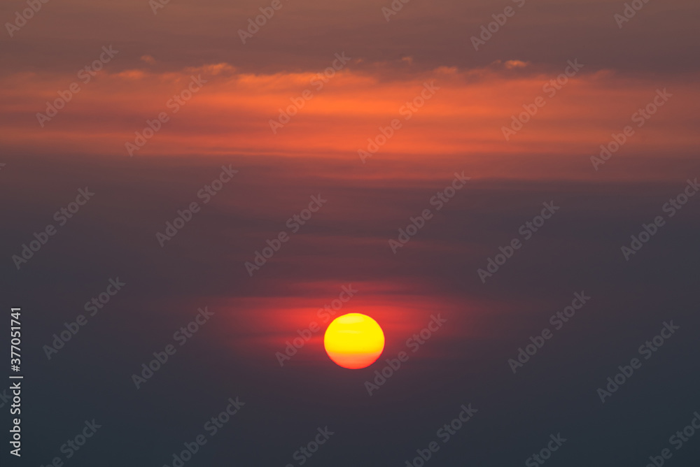 Nature Egg Yolk Sunset with colourful sky environment background