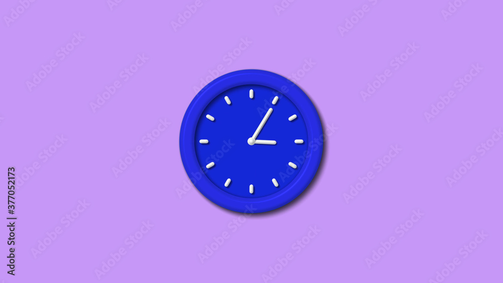 Beautiful blue color 3d wall clock on purple light background Beautiful blue color 3d wall clock on purple light background