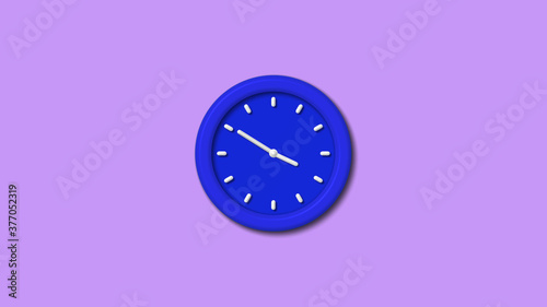 Counting down 3d wall clock icon on purple light background,blue clock