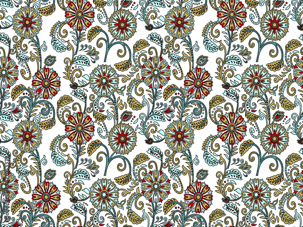 traditional Indian paisley pattern on  white  background