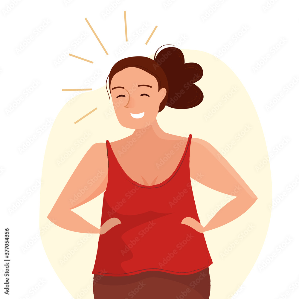 Happy cartoon girl smiling and shine. Flat vector illustration. Happy cartoon girl smiling and shine. Flat vector illustration.