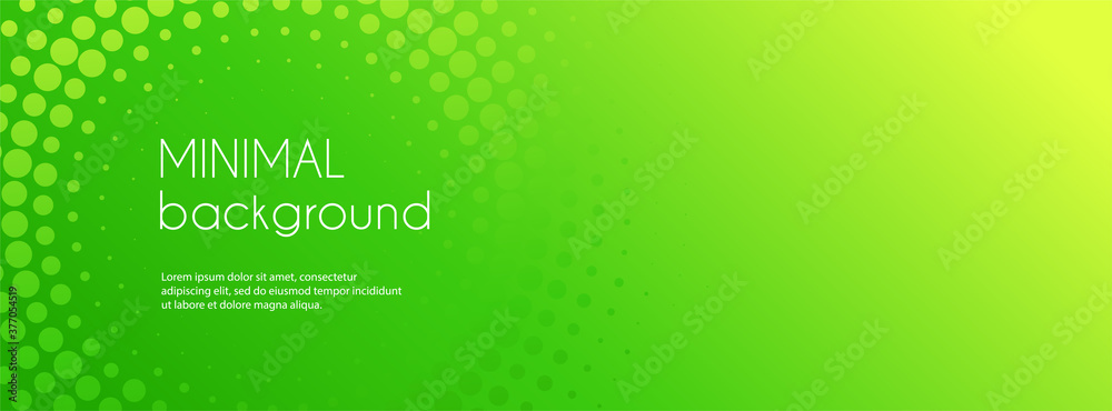 Abstract green gradient vector banner. Halftone dotted minimal contemporary long background