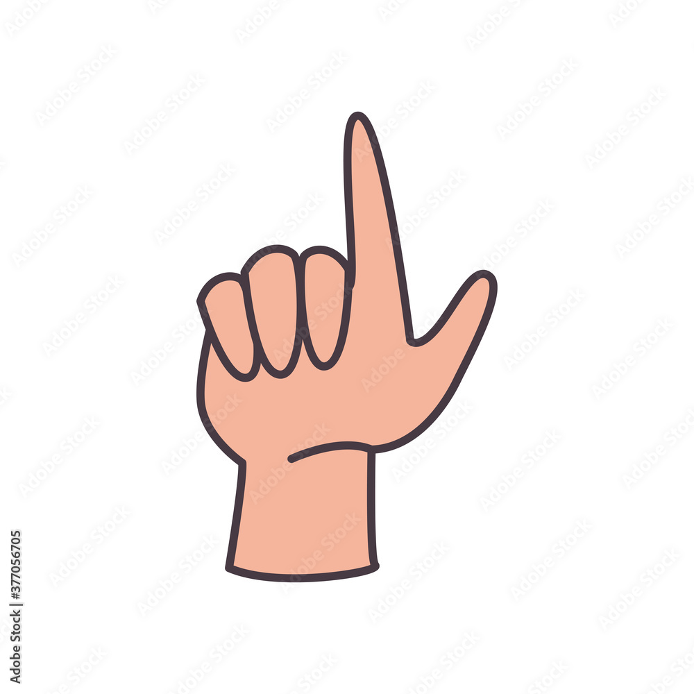 l hand sign language line and fill style icon vector design l hand sign language line and fill style icon vector design