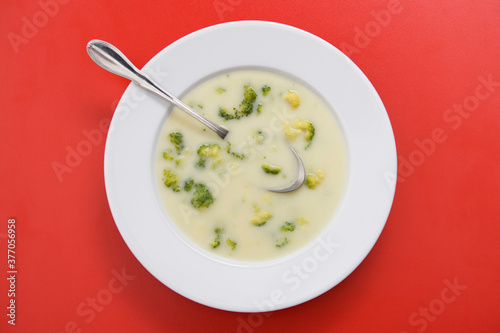 broccoli soup and spoon