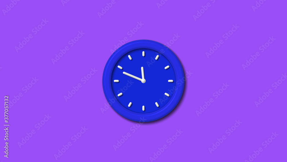 Amazing bue color 3d wall clock icon on purple background,clock,wall clock image