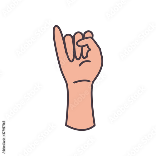 i hand sign language line and fill style icon vector design