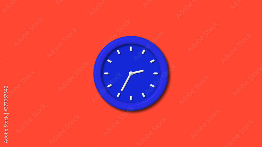 New blue color 12 hours counting down clock on red background,3d clock New blue color 12 hours counting down clock on red background,3d clock