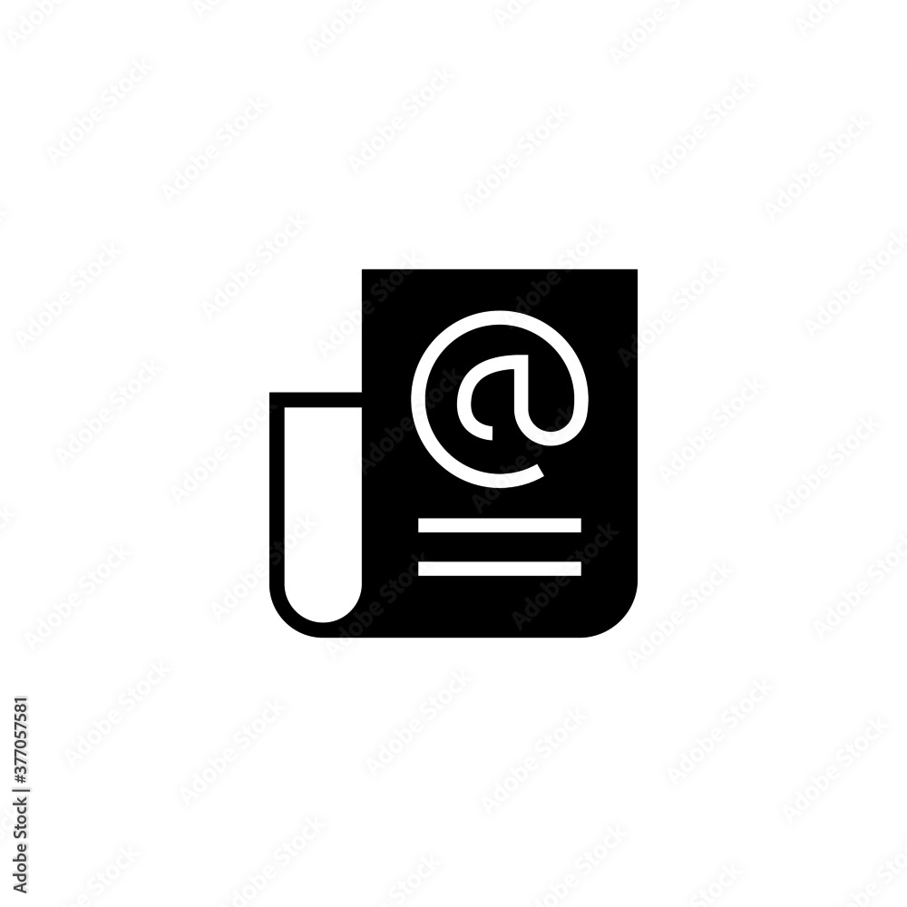 Newsletter Icon in black flat glyph, filled style isolated on white background Newsletter Icon in black flat glyph, filled style isolated on white background