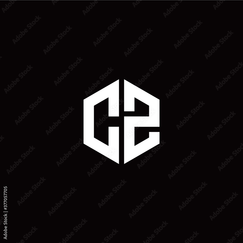 Initial C Z letter with polygon modern style logo template vector Initial C Z letter with polygon modern style logo template vector