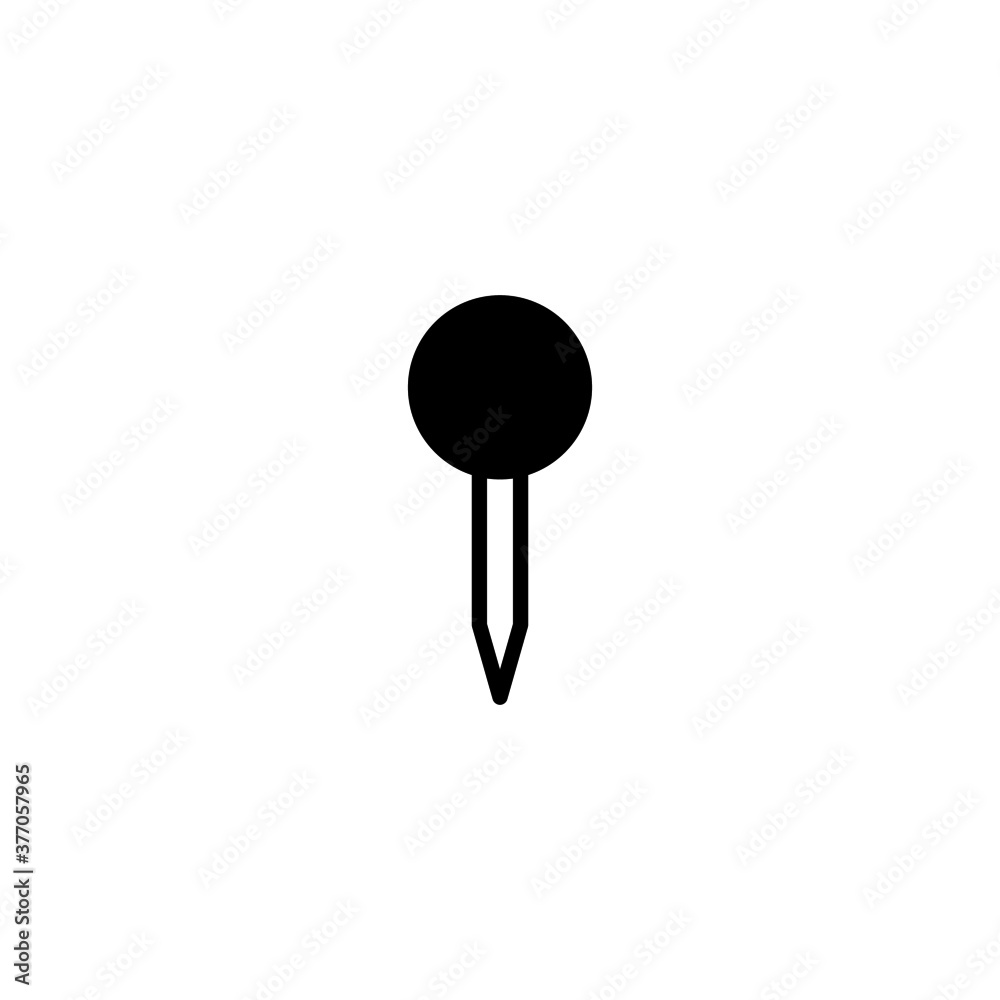 Push Pin Icon in black flat glyph, filled style isolated on white background Push Pin Icon in black flat glyph, filled style isolated on white background