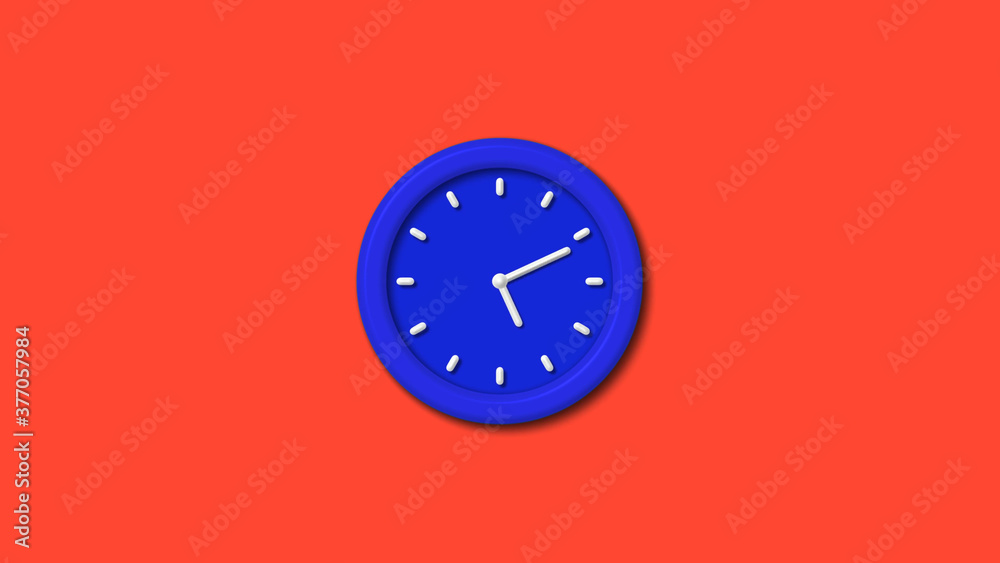 12 hours counting down 3d wall clock icon on red background,blue clock 12 hours counting down 3d wall clock icon on red background,blue clock