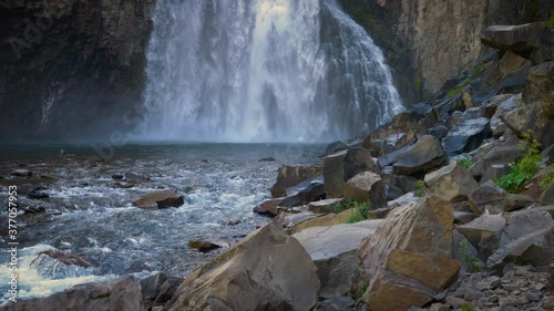 The beautiful Rainbow Falls in the Ansel Adams Wilderness near Mammoth Lakes California USA