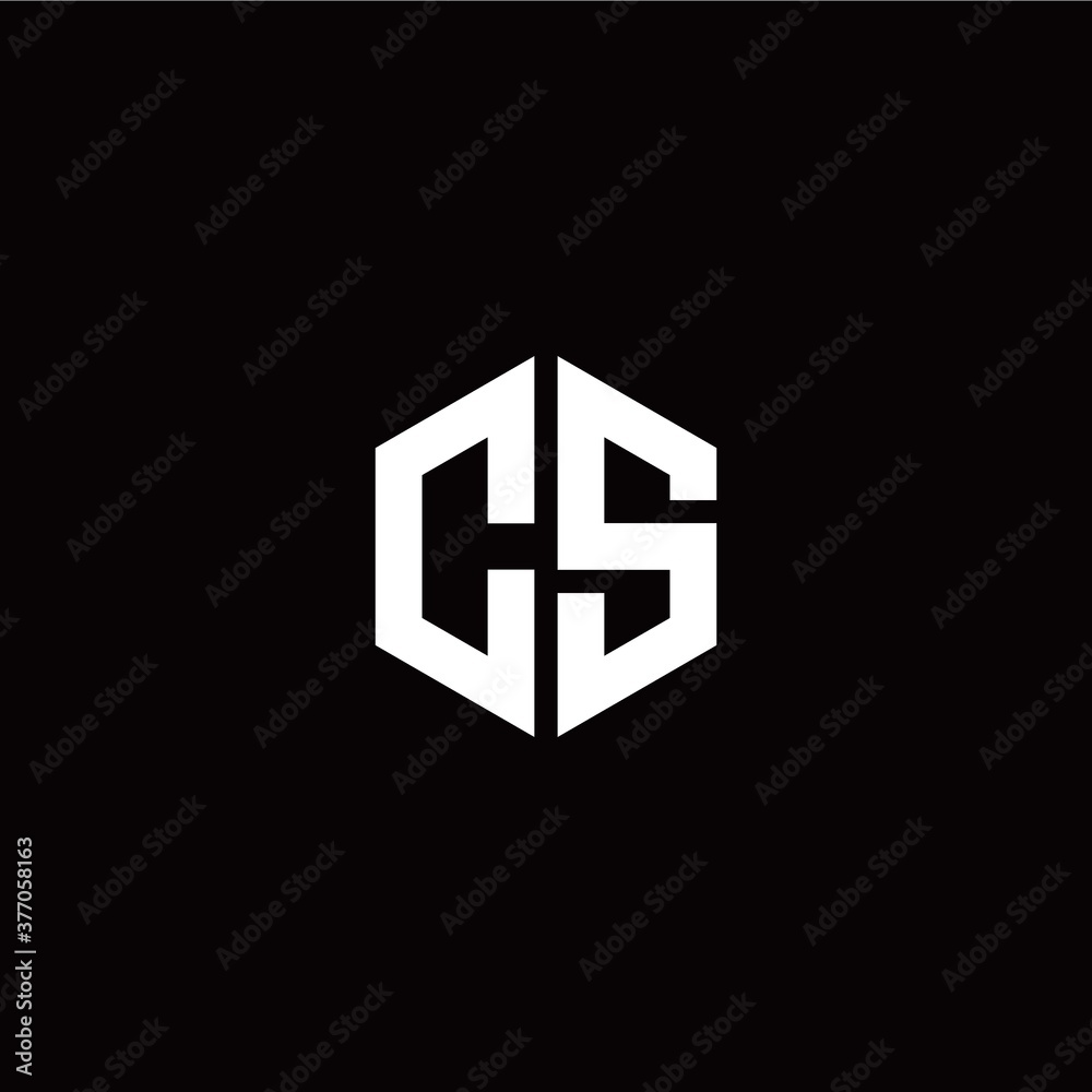 Initial C S letter with polygon modern style logo template vector