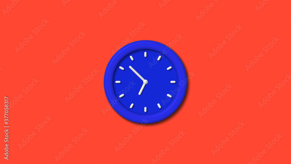 12 hours counting down 3d wall clock icon on red background,blue clock 12 hours counting down 3d wall clock icon on red background,blue clock