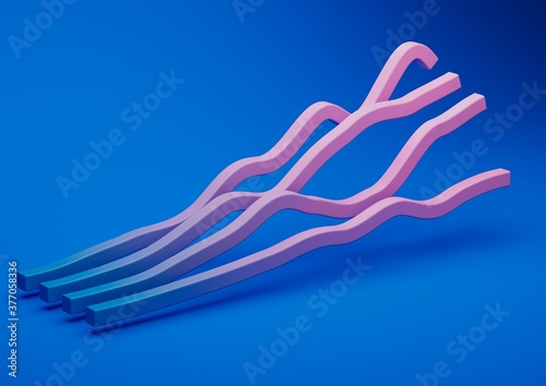 Abstract 3d render, composition composition, blue background design with pink and blue gradient objects