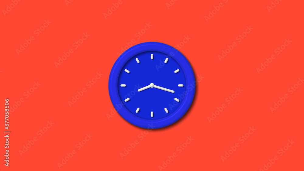 12 hours counting down 3d wall clock icon on red background,blue clock 12 hours counting down 3d wall clock icon on red background,blue clock