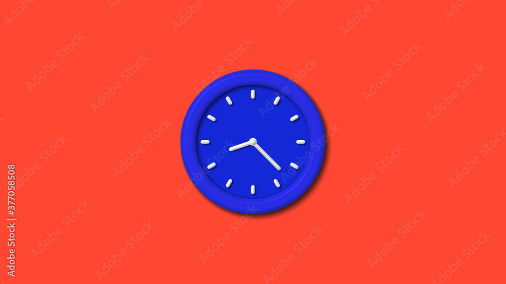 12 hours counting down 3d wall clock icon on red background,blue clock 12 hours counting down 3d wall clock icon on red background,blue clock