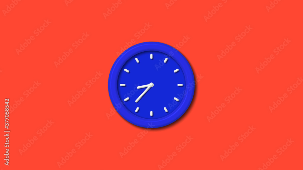 12 hours counting down 3d wall clock icon on red background,blue clock