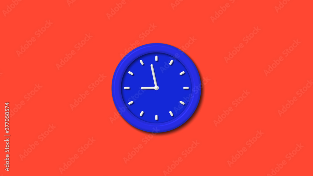 12 hours counting down 3d wall clock icon on red background,blue clock 12 hours counting down 3d wall clock icon on red background,blue clock