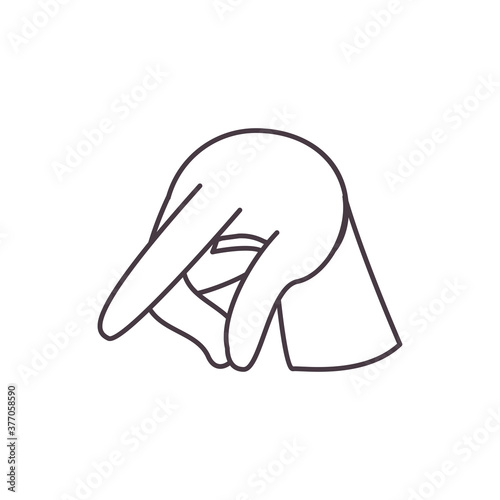 Fototapeta Naklejka Na Ścianę i Meble -  q hand sign language line style icon vector design