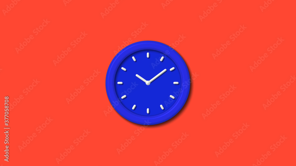 12 hours counting down 3d wall clock icon on red background,blue clock 12 hours counting down 3d wall clock icon on red background,blue clock