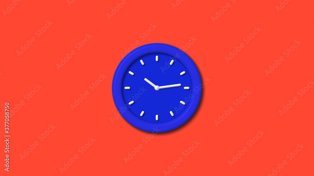 12 hours counting down 3d wall clock icon on red background,blue clock 12 hours counting down 3d wall clock icon on red background,blue clock