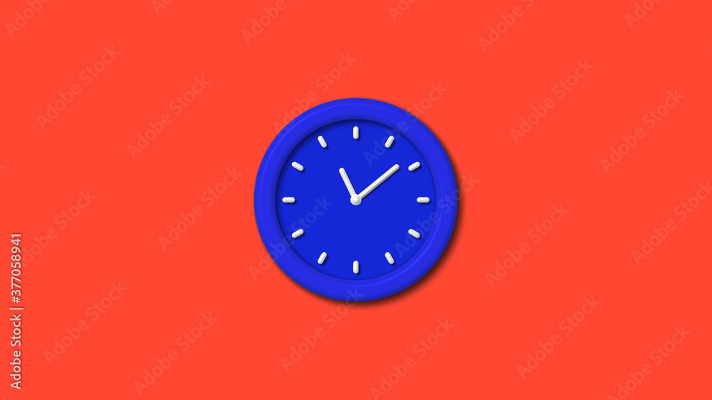12 hours counting down 3d wall clock icon on red background,blue clock 12 hours counting down 3d wall clock icon on red background,blue clock