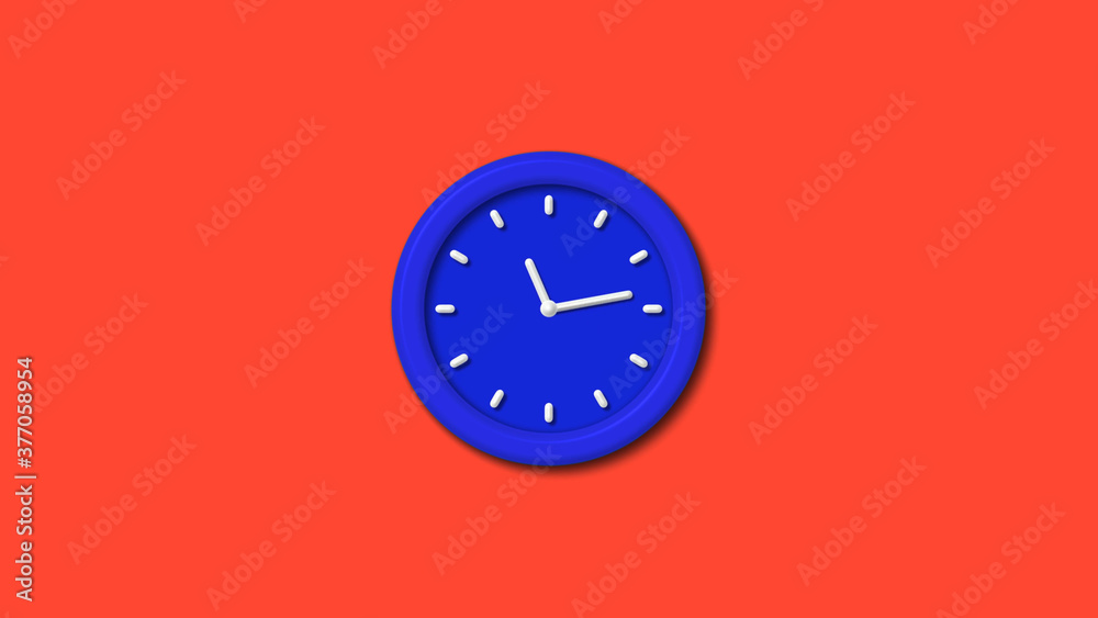 12 hours counting down 3d wall clock icon on red background,blue clock 12 hours counting down 3d wall clock icon on red background,blue clock