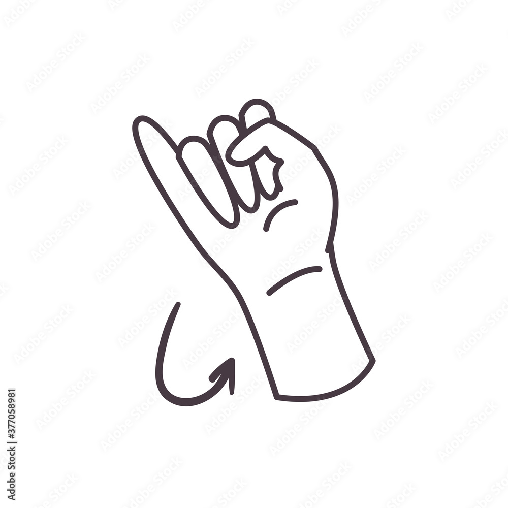 i hand sign language line style icon vector design i hand sign language line style icon vector design