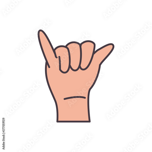 y hand sign language line and fill style icon vector design