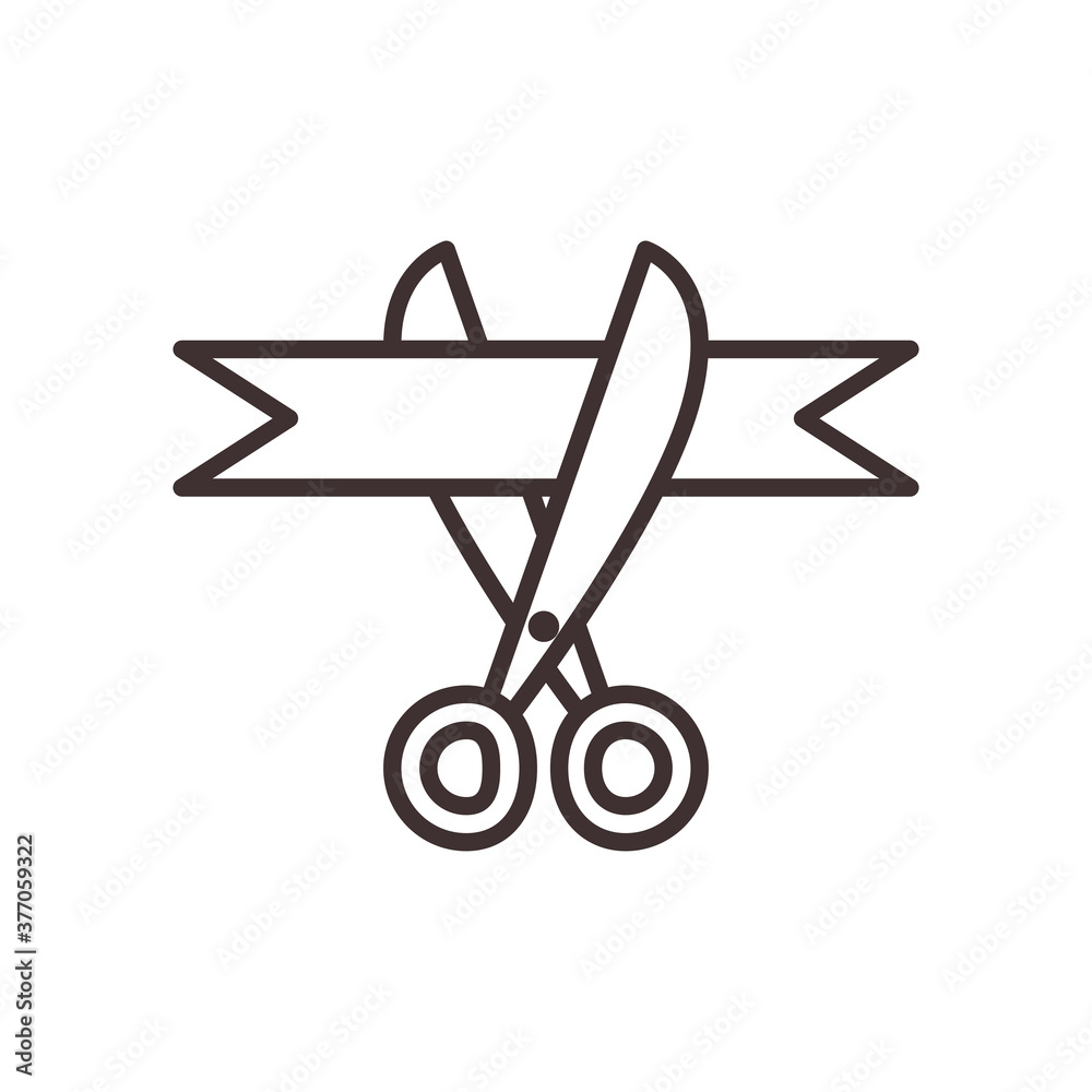scissor with ribbon line style icon vector design scissor with ribbon line style icon vector design