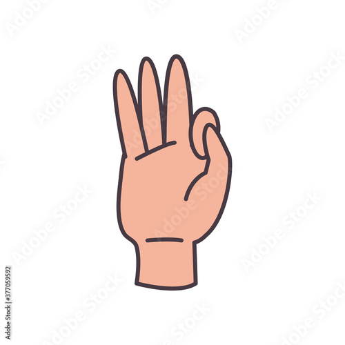 nine hand sign language line and fill style icon vector design