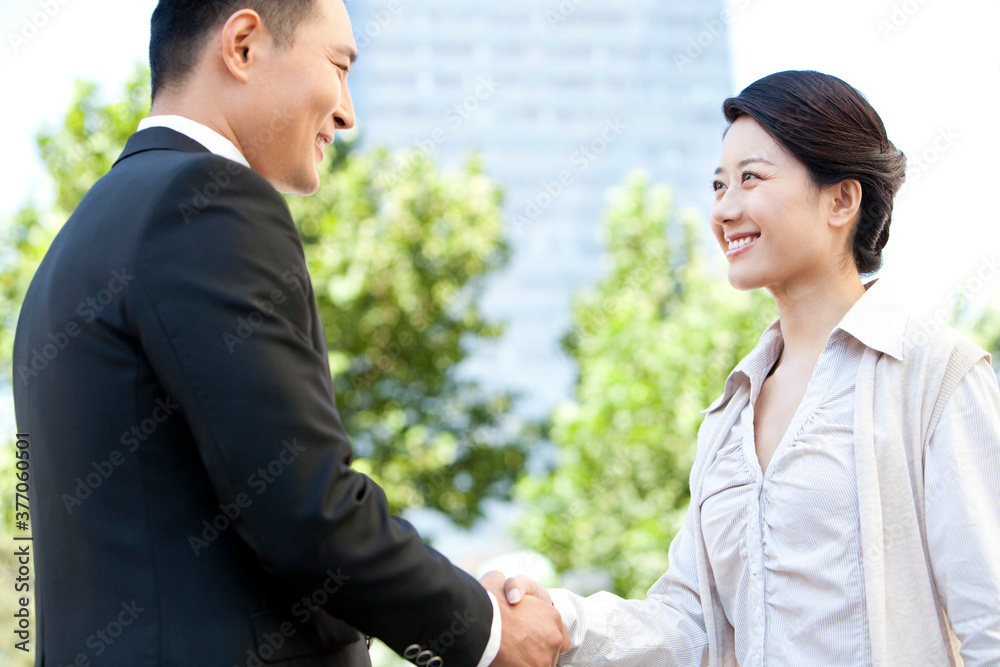 Businessman and businesswoman shaking hands Businessman and businesswoman shaking hands