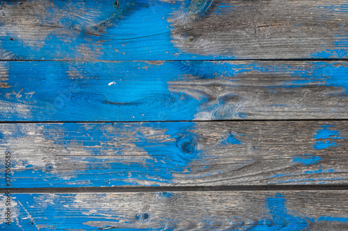 Old painted wood. Textured background of old wooden boards in blue colors.
