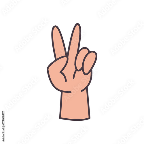 two hand sign language line and fill style icon vector design