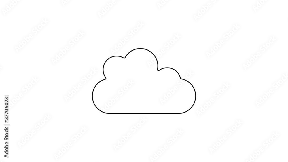 Black line Cloud icon isolated on white background. 4K Video motion graphic animation. Black line Cloud icon isolated on white background. 4K Video motion graphic animation.