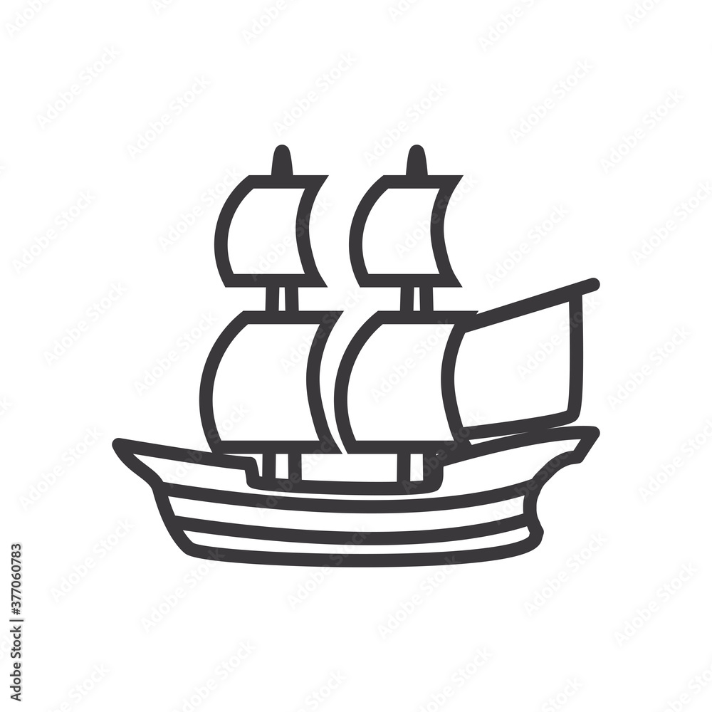 ship vehicle line style icon vector design