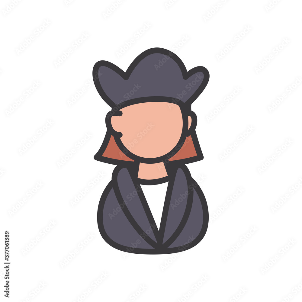 Christopher Columbus man line and fill style icon vector design