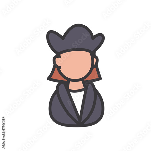 Christopher Columbus man line and fill style icon vector design