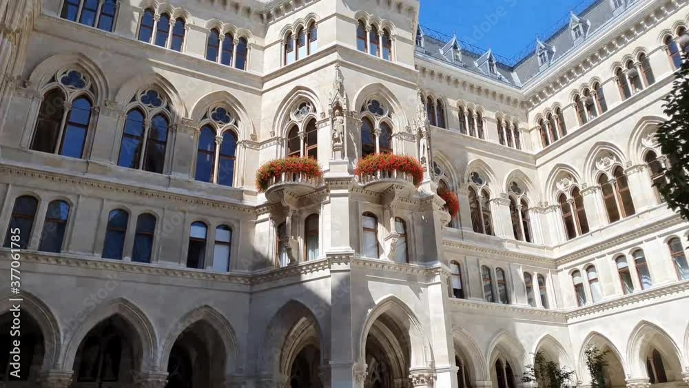 View of Vienna with streets, monuments and houses