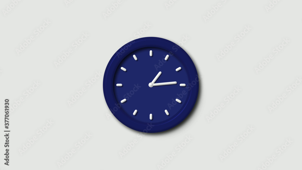 Blue dark counting down 3d wall clock icon on white background,clock icon Blue dark counting down 3d wall clock icon on white background,clock icon