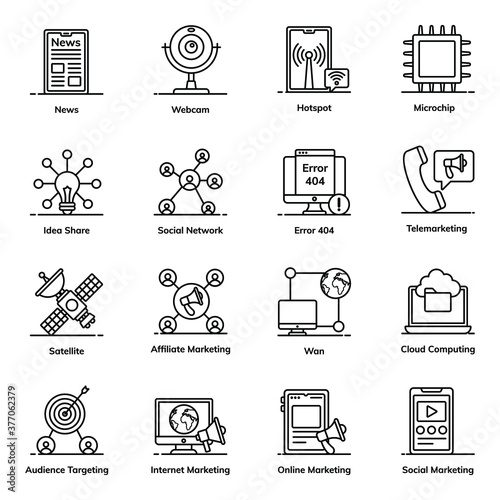 
Network and Communication Icons in Modern Style 

